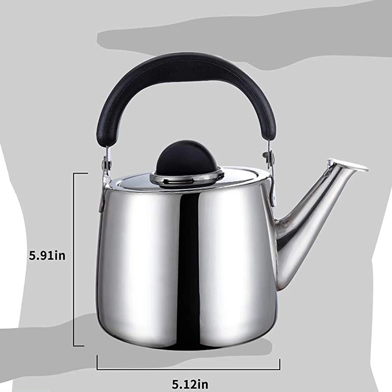 

Tea Kettle Stovetop Teapot 2 Liter Stainless Steel Hot Water Kettle Whistling -Mirror Finish,Folding Handle,Fast to Boil, Whistl