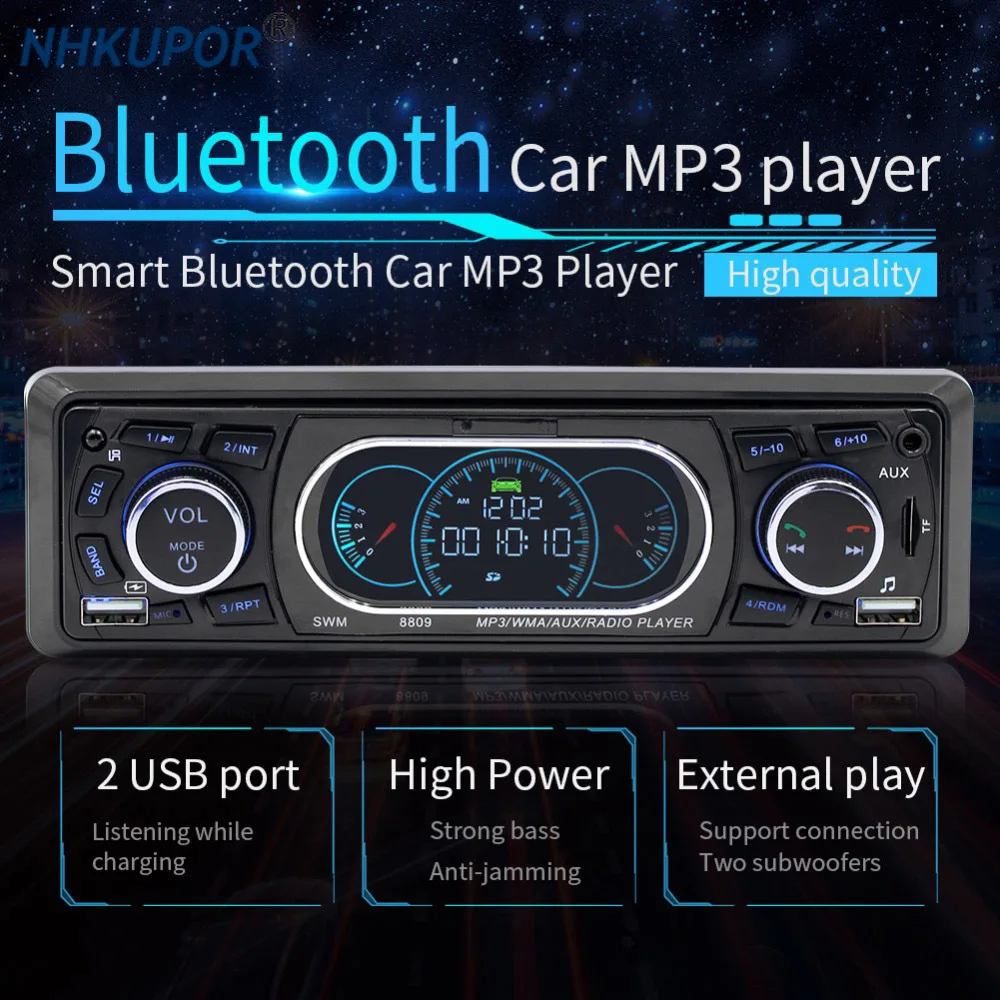 Авторадио автомобильное стерео радио Bluetooth FM Aux Входной приемник TF SD USB 12 в 1 din
