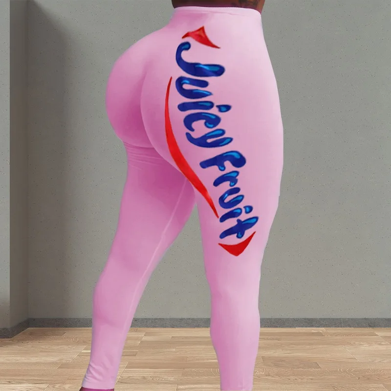 

Candy Color Leggings For Women Juicy Fruit Snack Booty Plus Size Push Up Fitness High Waist Leggins Ladies Bite Me Cute Pants