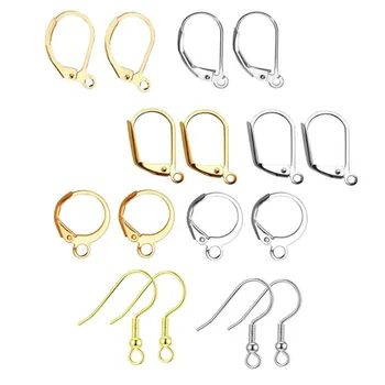 

50pcs Stainless Steel Earring Making Accessories On Earring Clasps Hooks Findings With Loop Clasp Round Base For Diy Jewelry