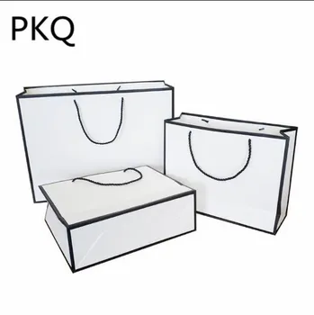 

30Pcs 20x20x8cm Gift Packing Bag with handle White Cardboard Present Bags Christmas/Wedding Favor Bag Cosmetic Package Pouches