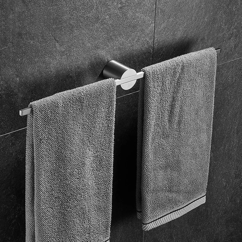 Solid Towel Hanger Wall Mounted 40-50 CM Towel Rack Bathroom stainless steel Silver Bar Brushed Removable Holder