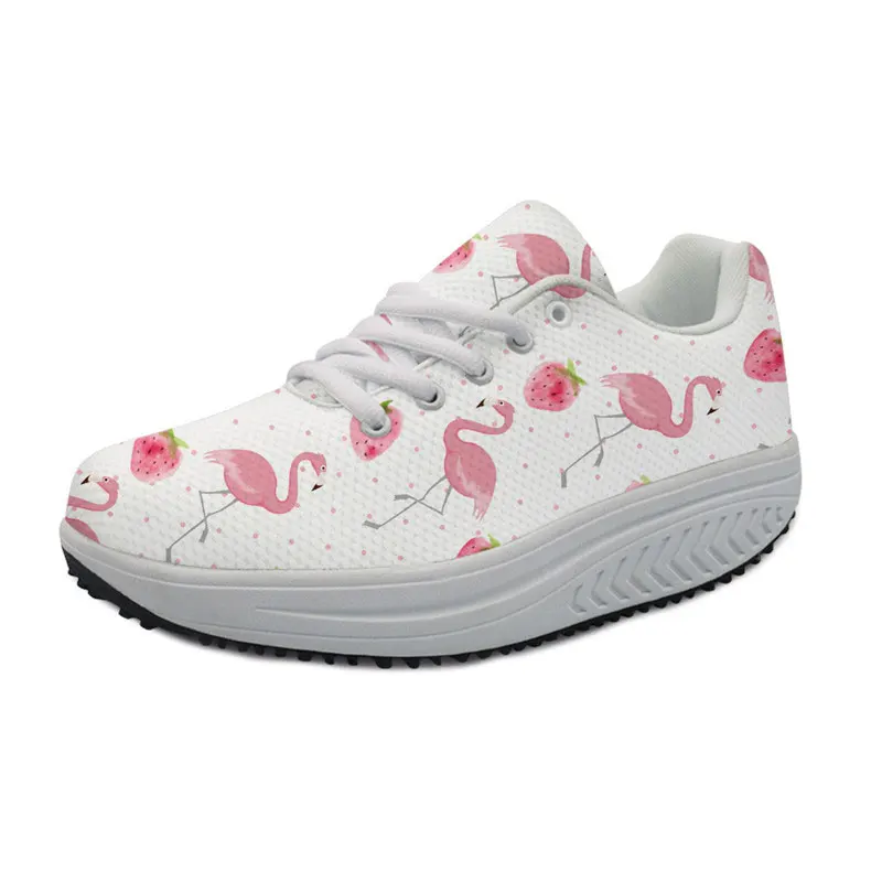 

Koko cat Flamingo pattern platform sneakers women Comfortable Casual Swing Shoes Mesh Slimming Flats Sneakers Ladies Shoes