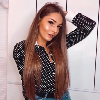 

4 Pcs Human Hair Bundles Malaysian Straight Hair Extension 8"-24" #4 Light Brown Pre-colored Non Remy Hair Fashion Queen