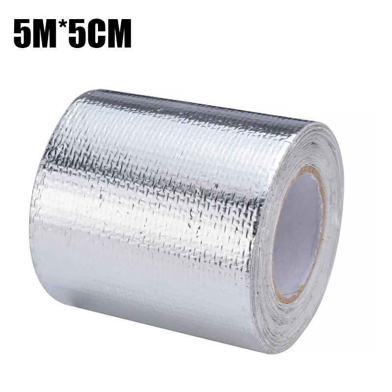 6pcs Stainless DreamJ 5m Foil Tape Car Motorcycle Adhesive Backed Heat Barrier Downpipe Heat Wrap Roll Silver 