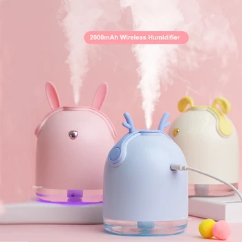 

Cute Pet Wireless Humidifier 2000mAh Rechargeable Portable Ultrasonic USB Aroma Essential Oil Diffuser Color LED Humidificador
