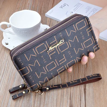 

New Hand Wallet Women's Long Double Zipper wallets Korean Fashion Large Capacity Double-Layer Wallet Mobile Phone Bag QB110