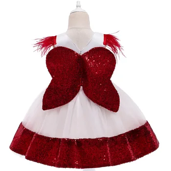 

Red Girl Christmas Princess Dress For Baby Girls Wedding Birthday Party Dresses Kids New Year Costume Children's Autumn Clothes