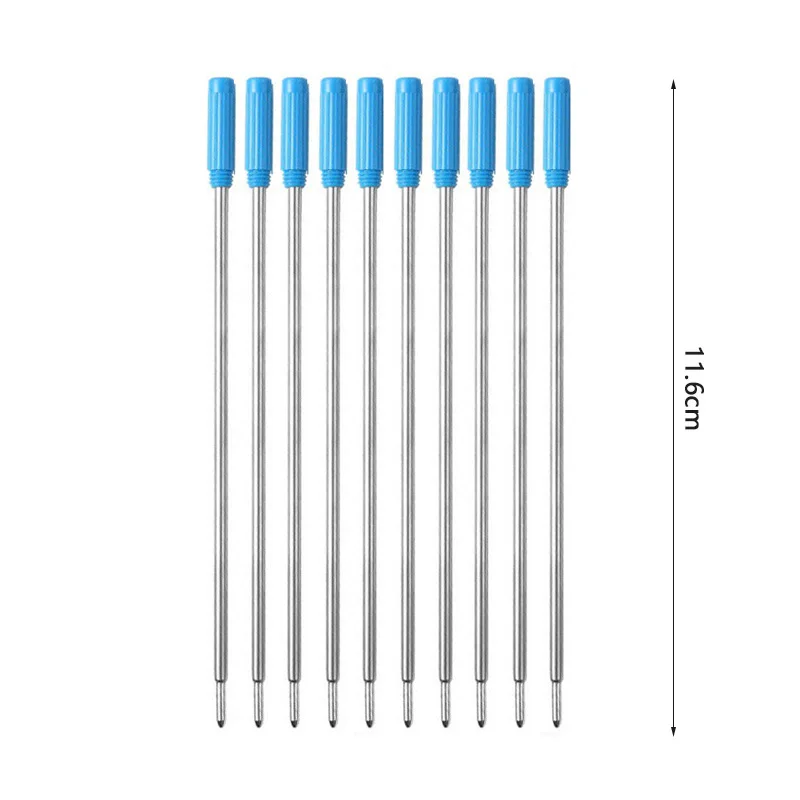 10 шт./партия, вращающаяся металлическая ручка, сменная специальная шариковая ручка, стержень-картридж, чернил, черные, голубые чернила 11,6 см - Цвет графита: 10pcs Blue