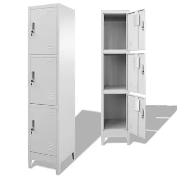 

vidaXL Locker Cabinet with 3 Compartments 38x45x180 cm