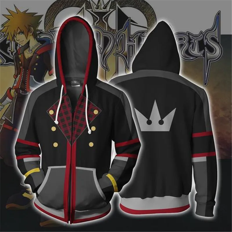 

Kingdom Hearts Axel Cosplay Costumes Kingdom Hearts Sora Hoodies 3D printed zip-up hoodies for men and women sport Sweatshirts