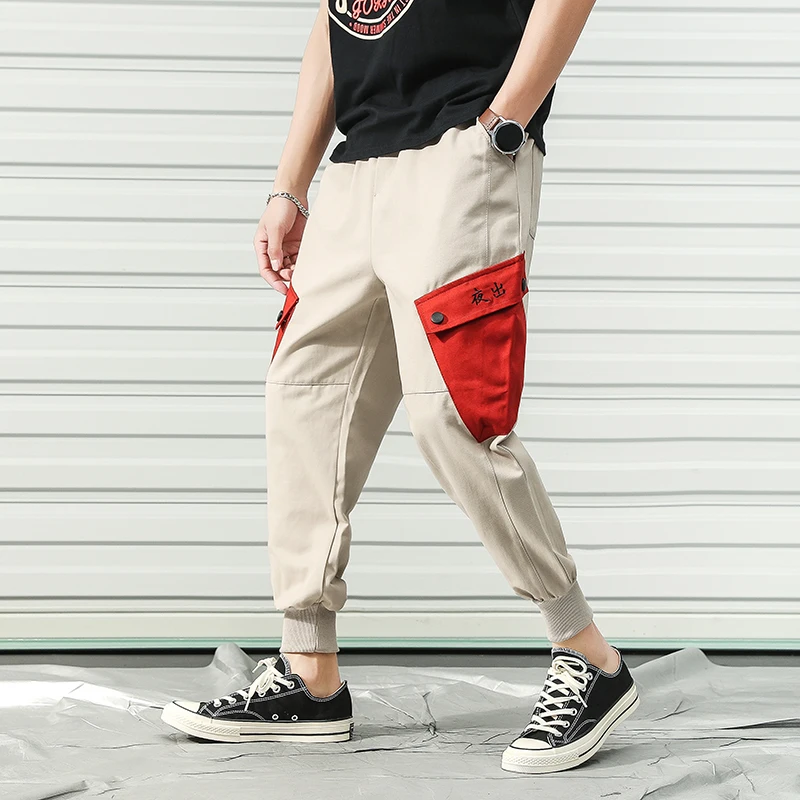 Мужские осенние уличные повседневные штаны-шаровары с карманами в стиле хип-хоп, модные корейские свободные штаны-карго больших размеров 5XL для бега
