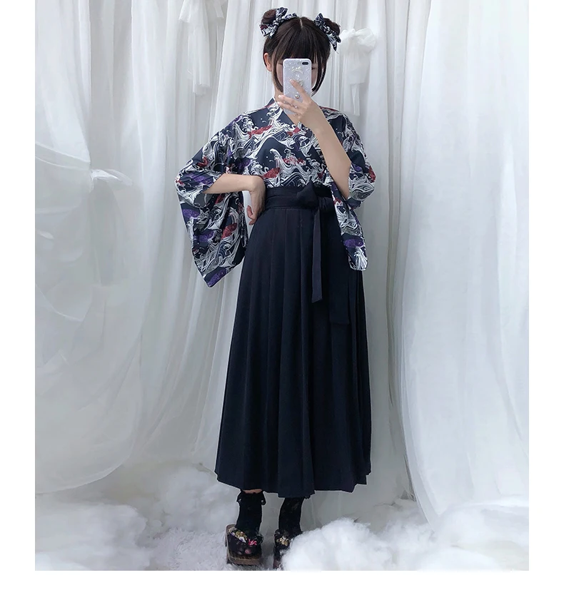 Кимоно японское кимоно mujer yukata японское кимоно платье кимоно женское цветочное облегающее кимоно традиционное кимоно yukata - Цвет: color1