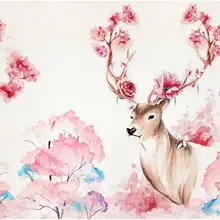 Обои на заказ, фото, акварельная вишня, олень, украшение для дома, сада, гостиной, настенные наклейки, 3d обои