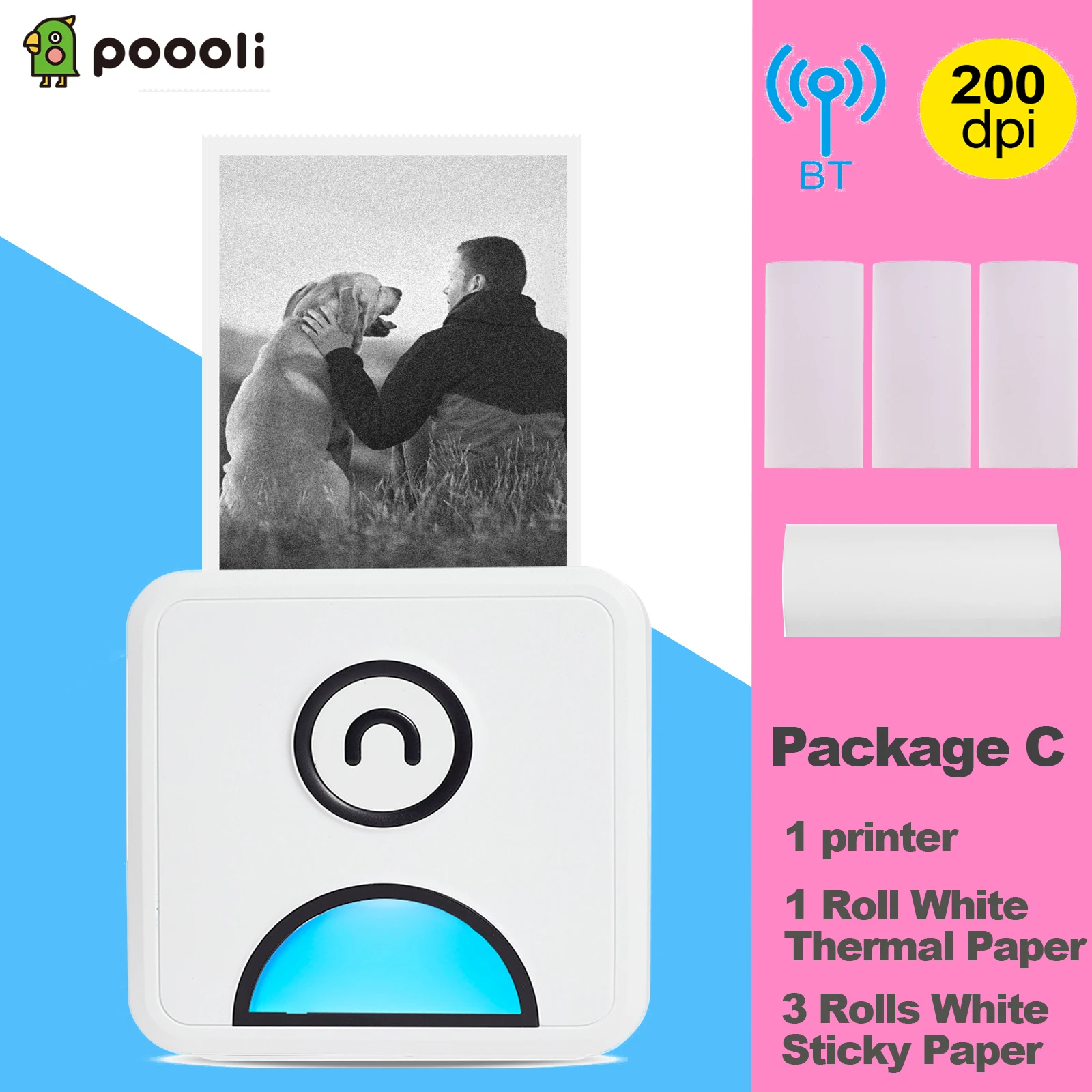 Poooli L1 Pocket Photo Thermal Printer 200dpi 58mm Wireless BT Memo Lists Printer  for Printing Labels Photos Making Journals small photo printer for iphone Printers