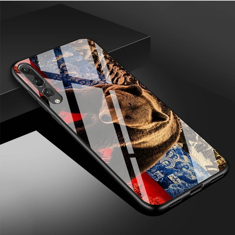 Russia Russian Flags Emblem DIY Luxury Tempered Glass Phone Case For Huawei P20 P30 P40 Lite PRO Mate 20 30 Lite Pro Cover