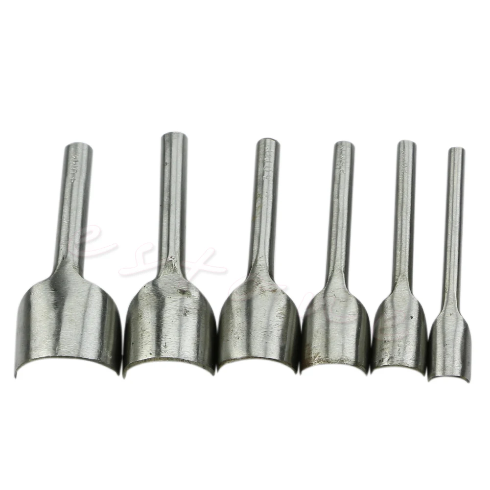 

6pcs 15-40MM Leather Craft Tools Half-Round/V Cutter Punch Strap Belt Wallet End 37MD