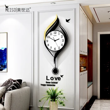 

Wave Shape Silent Swingable Wall Clocks Modern Design Acrylic Pendulum Creative Wall Watch Living Room Decoration Hanging Clocks