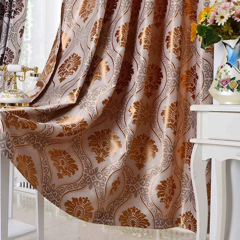 

European-style Luxury home decor Curtains for Living Room Cationic Jacquard curtains for Bedroom comfort home Grey Coffee Brown