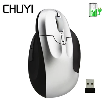 

CHYI Vertical Mouse Wireless Rechargeable Optical Gaming Computer Mouse 6 Button 1600 DPI PC Mause Gamer For Laptop Desktop