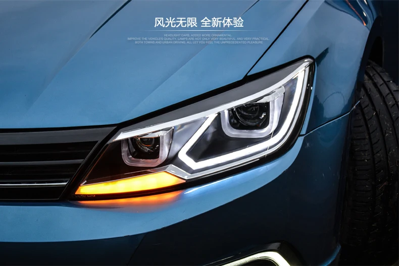 Автомобильный стильный головной светильник s для VW Lamando светодиодный головной светильник для Lamando Головной фонарь СВЕТОДИОДНЫЙ дневной ходовой светильник светодиодный DRL Bi-Xenon HID