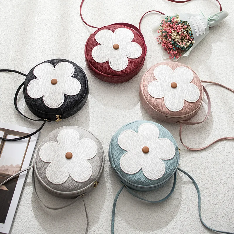

Joint Flower Small round Bag 2019 Fresh And Lovely Embossed Leather Shoulder Bag Hand Shoulder WOMEN'S Bag Mini Mobile Phone Bag