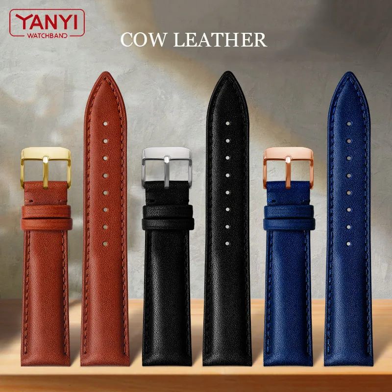 COW LEATHER Watchband 20mm  22mm watch strap wristwatches band handmade Genuine leather bracelet