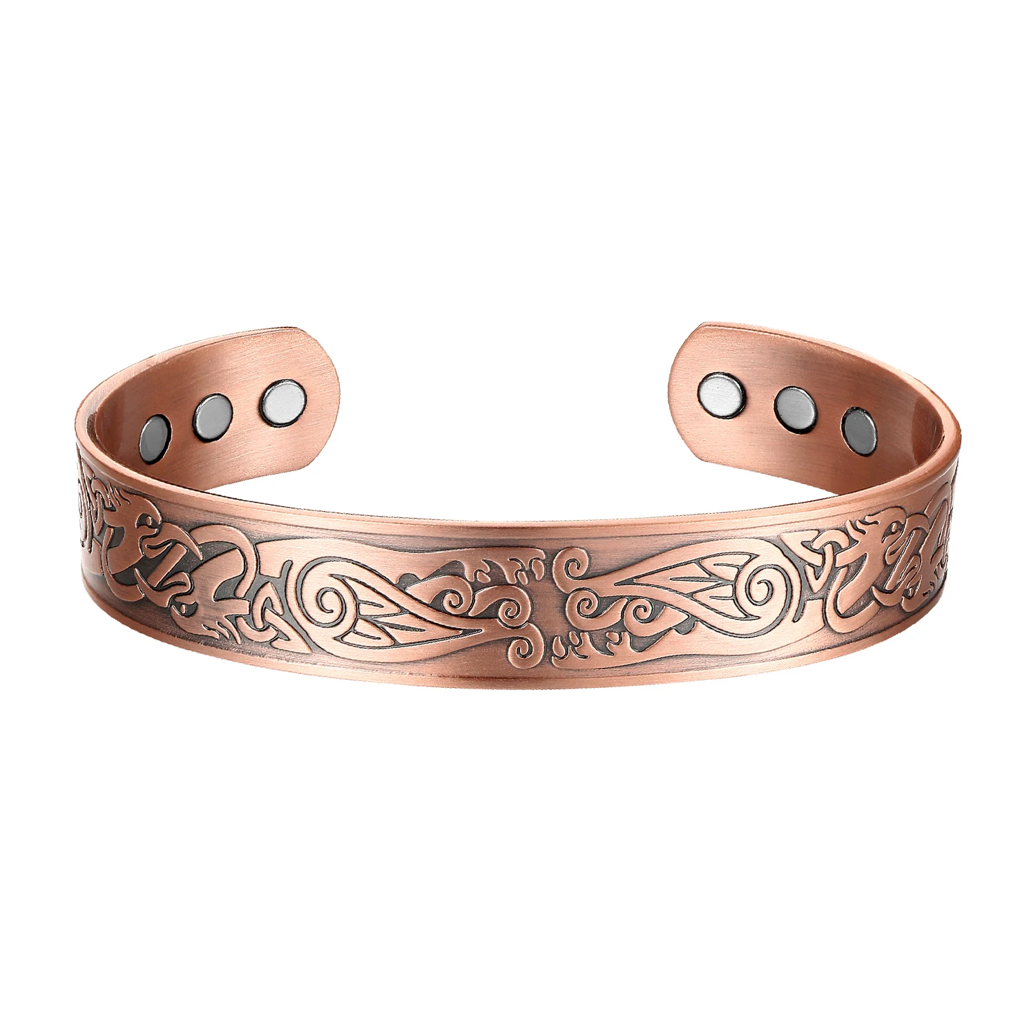 OKtrendy Pure Copper Bangles For Men Women Adjustable Cuff Wristband Magnetic Therapy Jewelry Carving Wide Bracelets Bangles