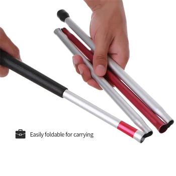 

Foldable 4 Parts Blind Crutch Visually Impaired Blind Walk Sticks Walking Guide Stick Collapsible Cane with Reflective Red
