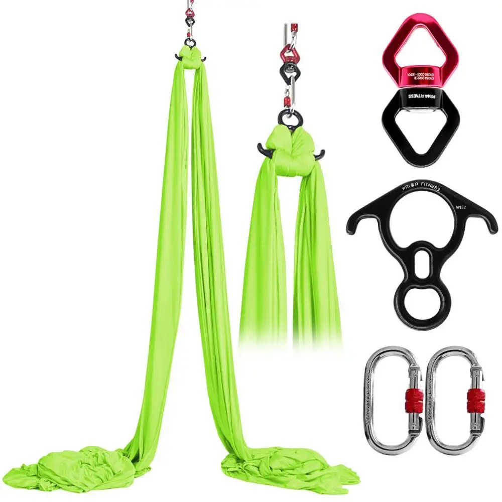 

PRIOR FITNESS 13.7 Meters Yoga Aerial Silks Set Low Stretch Silk With Rigging Equipment