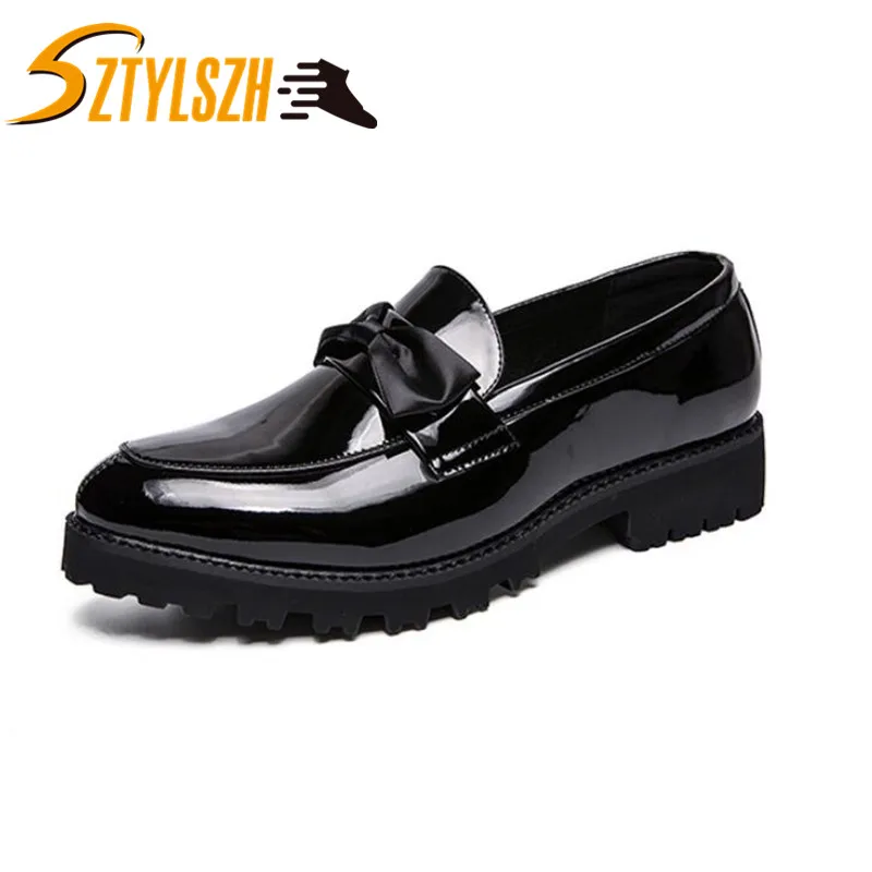 

Fashion Patent Leather Shoes bow-knot Man Business Dress Shoes Men Oxford Formal Wedding Men Shoes Zapatos De Vestir Para Hombre