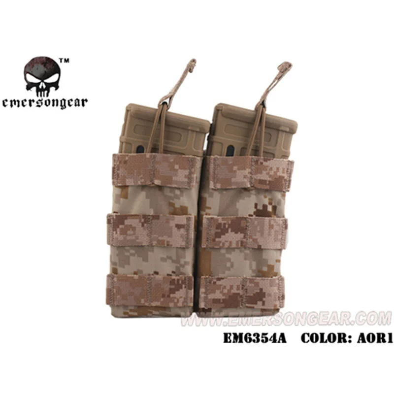 Emersongear Тактический Двойной 556 маг мешок M4 AR AK FAMAS модульный Открытый верх Molle лямки модульная сумка для пейнтбола страйкбола - Цвет: AOR1