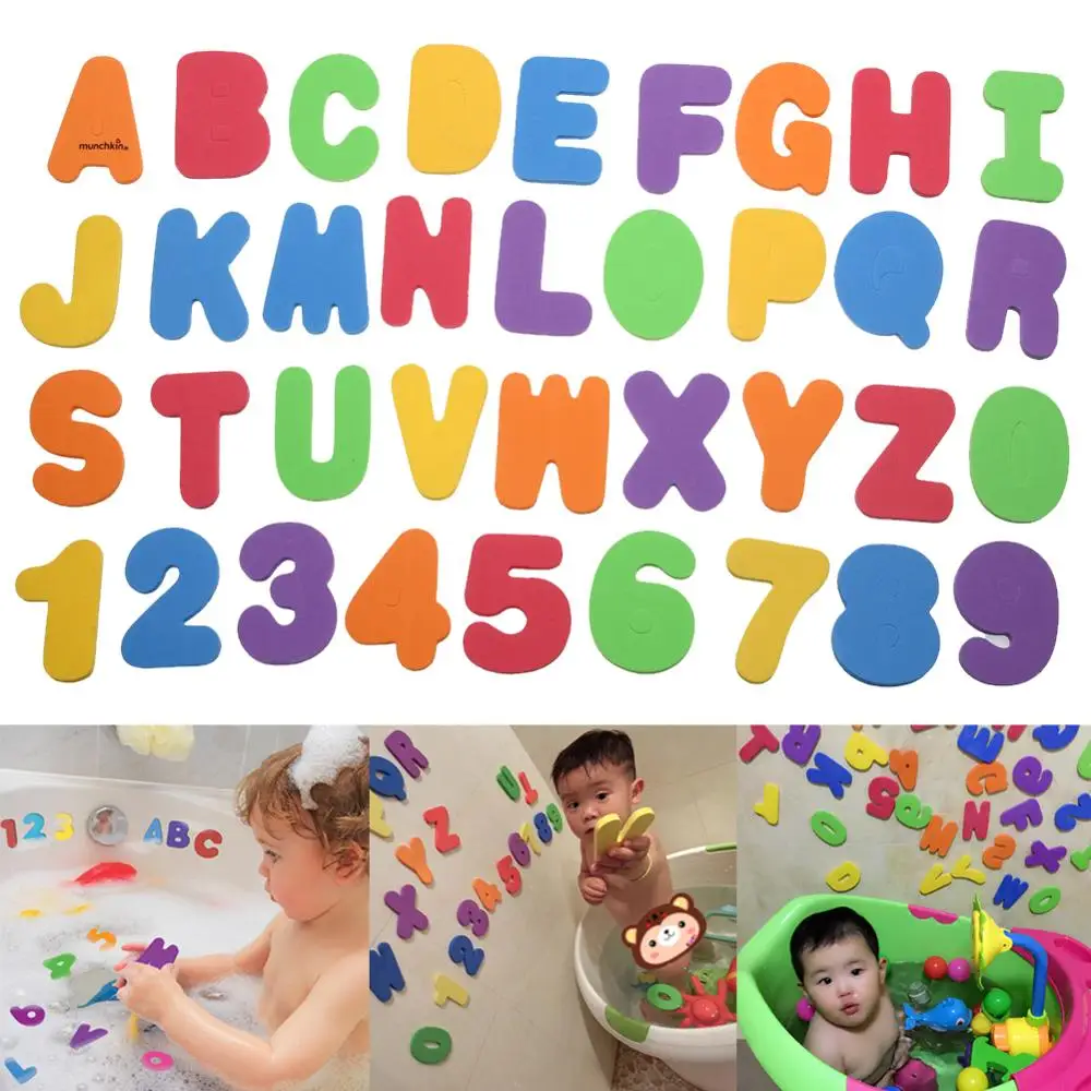 36pcs/Set Kids Floating Bath Letters Numbers Sticker Children Bathroom Educational Toys Colorful Baby Bathing Early Learning Toy | Игрушки и
