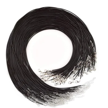 

20 Pieces 20 Inches Black Waxed Necklace Cord with Clasp Bulk for Bracelet Necklace and Jewelry Making