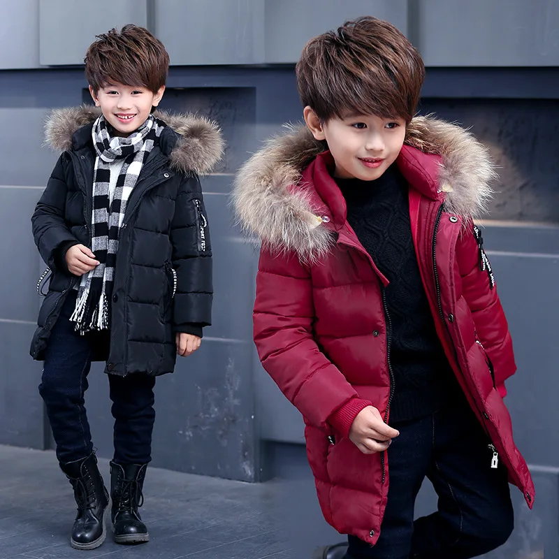 

2019 New Style Korean-style Cotton-padded Children Clothes BOY'S Winter Big Boy Children Hand Cotton Fur Collar Cotton-padded Cl