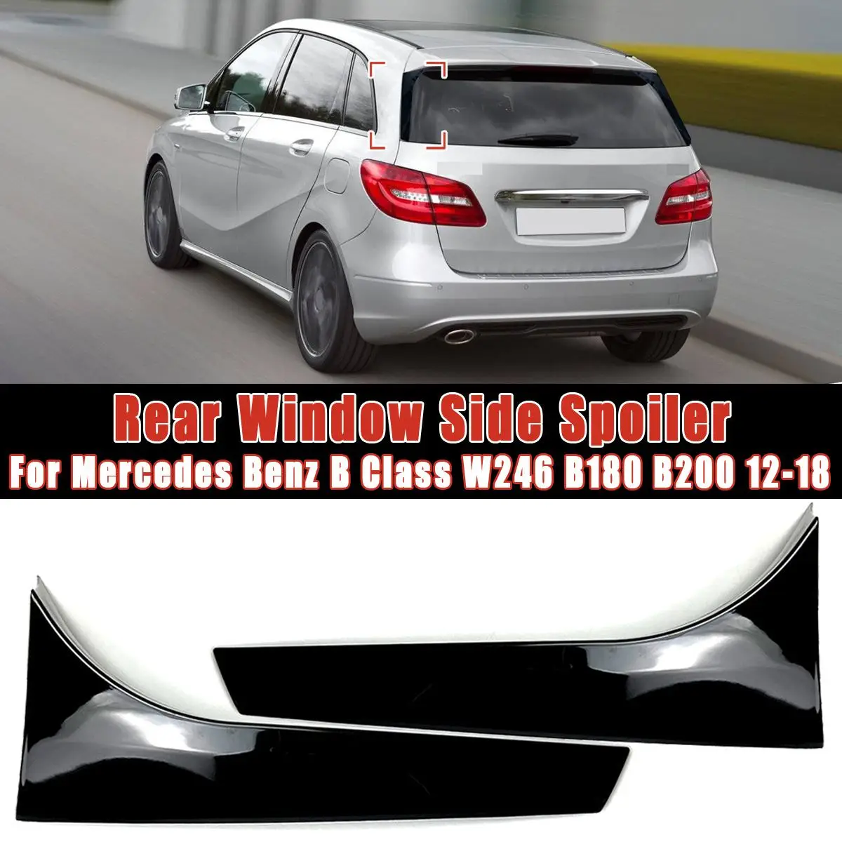Глянцевый черный Задний боковый спойлер Canard Canards Splitter для Mercedes Benz B Class W246 B180 B200 2012