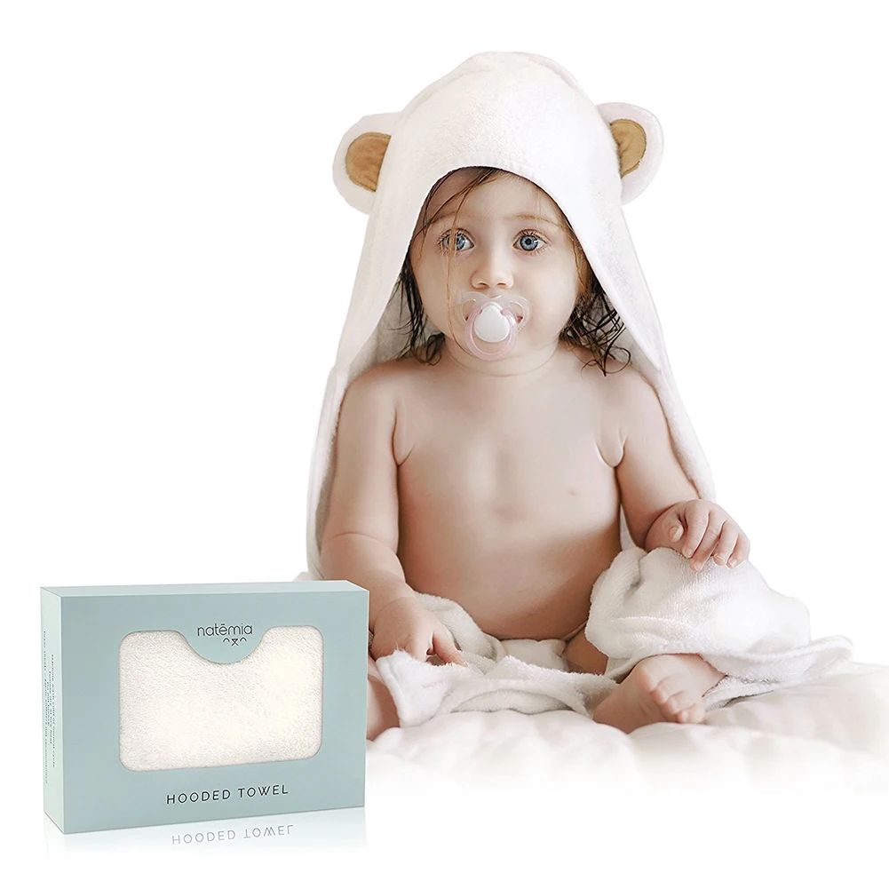 Детское банное полотенце для новорожденных с милыми мультяшными ушами из бамбукового волокна с капюшоном, детское банное полотенце