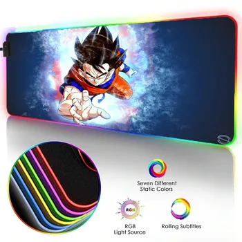 

ZSUXTC Animation Mouse Pad Dragon Ball Pattern RGB Large Mouse Pad LED Luminous Color Lighting Wireless Mouse Pad Desk Mat