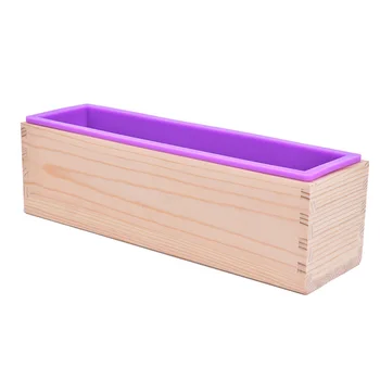 

1 Set Good Quality Practical Silicone Soap Mold Rectangular Flexible Mould With Wooden Box DIY Handmade Tool Household Supplies