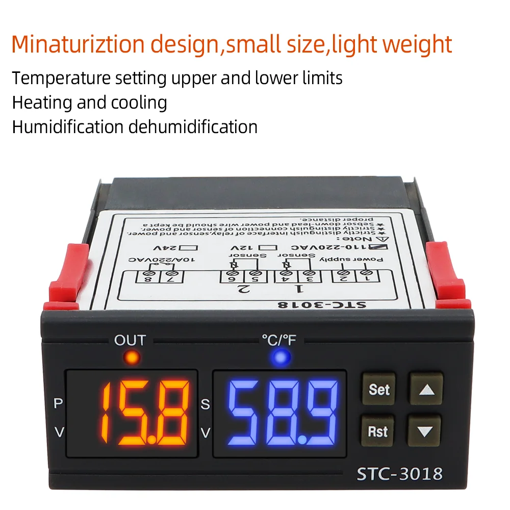 STC-3018 Dual Digital Thermostat Temperature Controller Switch 10A 12V 24V
