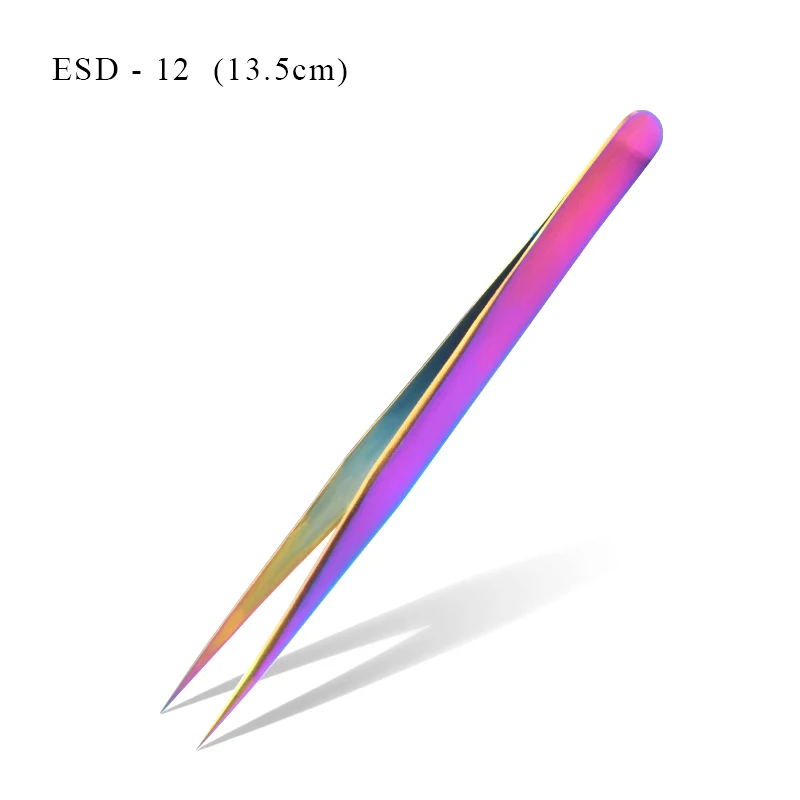 ESD-12 colorful Высокое качество 2 шт./комплект изогнутый прямой наконечник щипцы точность пайки Пинцет Набор электронные пинцеты швейный инструмент - Цвет: ESD-12 colorful
