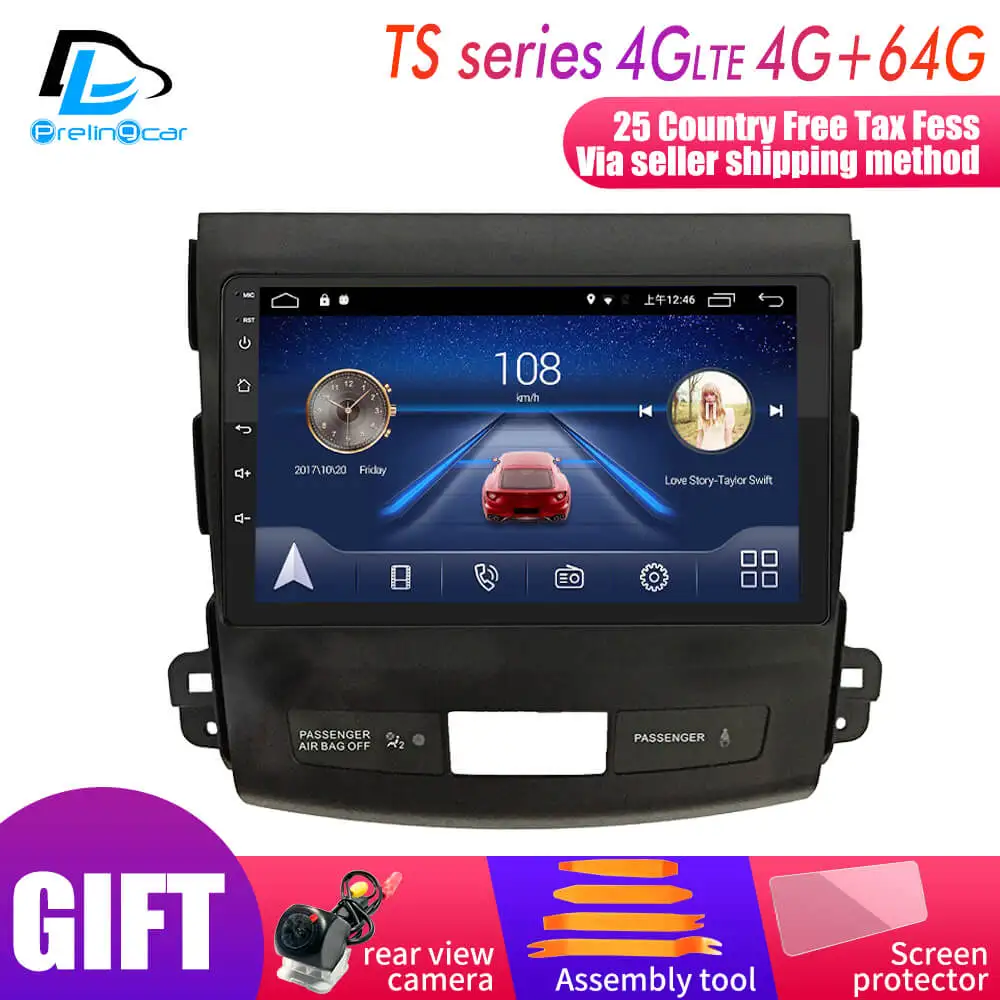 TS player 4G64G 4G LTE Android 9,0 Автомобильный gps мультимедийный Видео Радио плеер в тире для Mitsubishi outland 2008-2012 лет навигации стерео - Цвет: TS player 4G64G