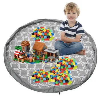 

140cm Waterproof Kids Toy Storage Bag Play Mat Portable Kids Toys Organizer Drawstring Pouch Large Building Blocks Blanket