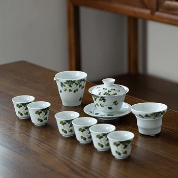 

LUWU CERAMIC GAIWAN WITH 6 CUPS A TEA SETS CHINESE KUNG FU TEA SETS DRINKWARE