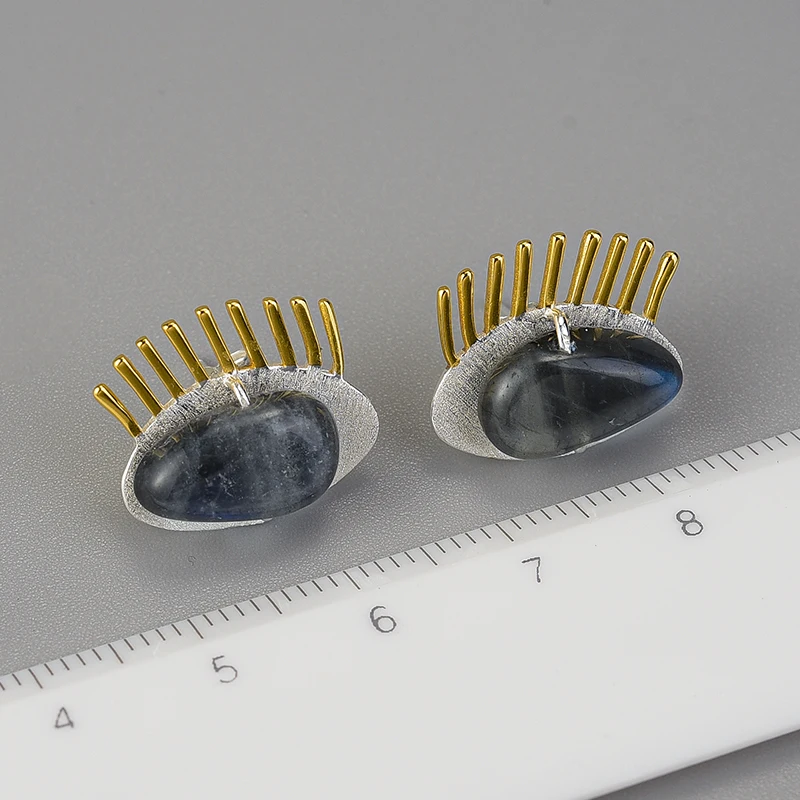 Lotus Fun Real 925 пробы серебро натуральный Лабрадорит Творческий ювелирные украшения