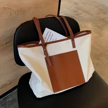 Женская сумка на плечо, новая стильная повседневная сумка для покупок, простые большого объема, Холщовая Сумка