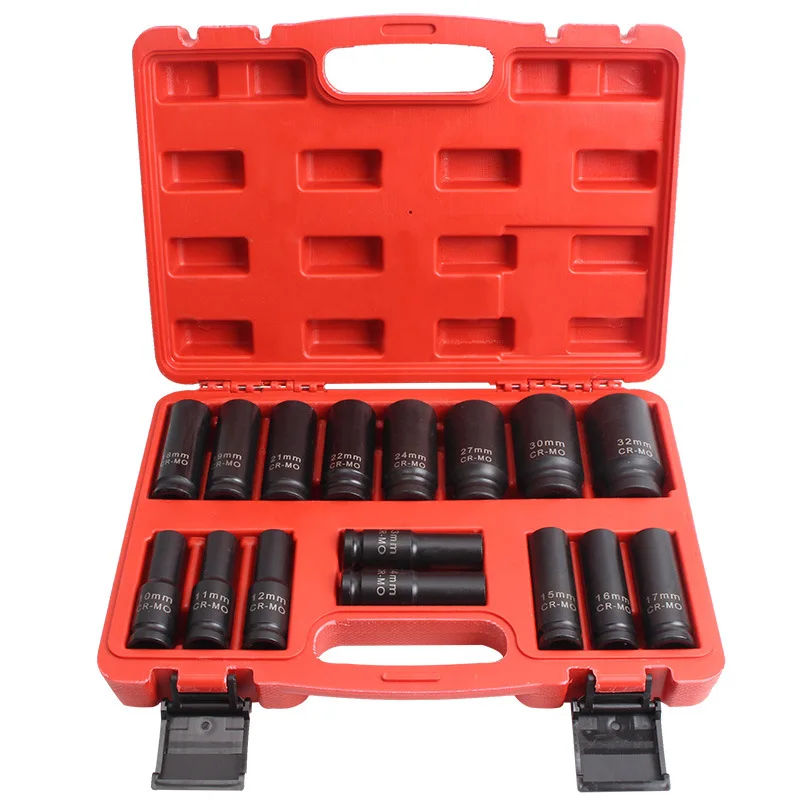 

1/2" Drive Metric Air Impact Sockets Set 6/12 Point Deep Sockets Tools 10-32mm Wtith Case Professionals Tire Tool Hand Tools