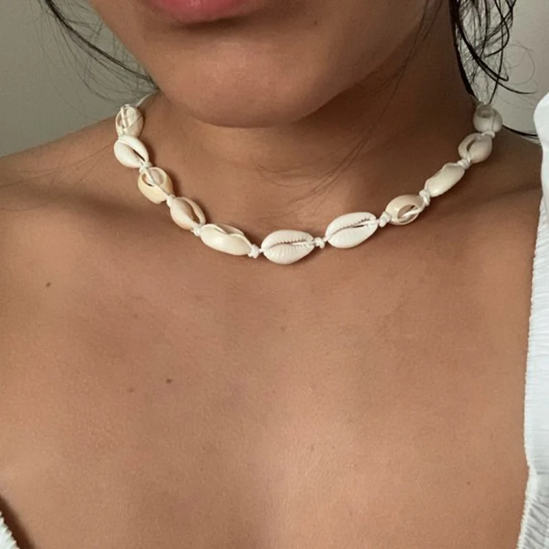 

Hot Fashion Women Shells Necklaces Natural Sea Conch Braid Chain Choker Charms Jewelry Girl Friendship Gifts Handmade Jewelry