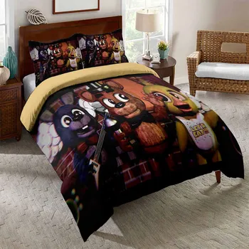 

Toy Bear Duvet Cover Set Cartoon Character Soft Bed Cover with Pillowcase Five Nights at Freddy's Bedding Set 2/3 Piece for Boys