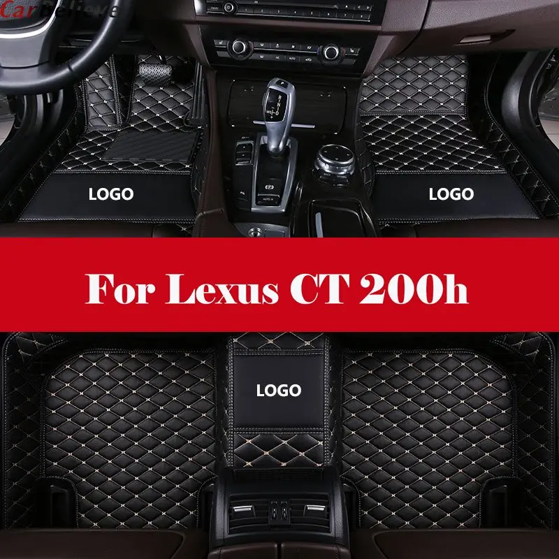 

Car Floor Mats Carpet Leather Floorliner Water&Dust-Proof Protector Floor Mats Waterproof Mat+LOGO For Lexus CT 200h